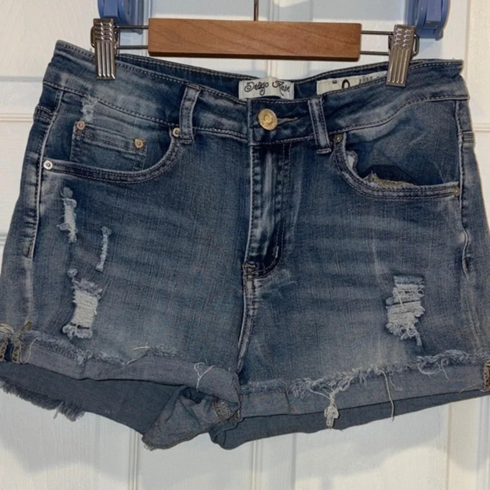 Indigo Rein Blue Distressed Jean Shorts